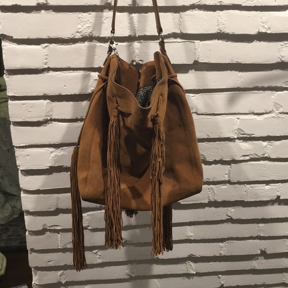 Loeffler Randall Suede Fringe Bucket Bag